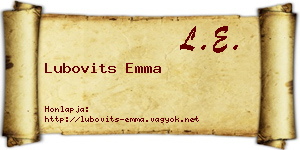 Lubovits Emma névjegykártya